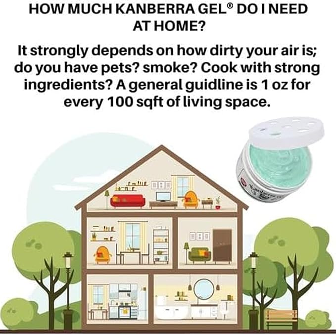 Kanberra Gel Refill Pouch 24oz - All-Natural Tea Tree Oil Odor Eliminator & Air Freshener for Home, Car, RV, Boat, Gym Bag | Eco-Friendly, Long-Lasting Formula, Safe for Pets and Family