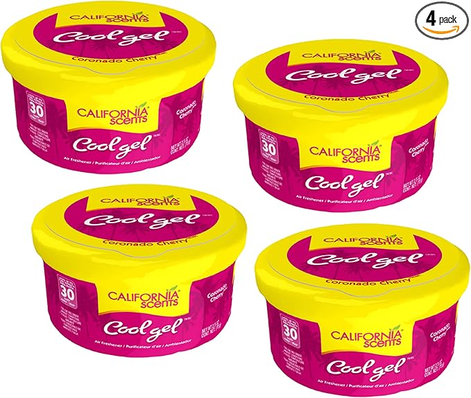 California Scents Cool Gel - The Best Car Air Freshener with Cool Gel Technology - Long-Lasting Odor Eliminator and Auto Air Freshener for Cars (Coronado Cherry, 4 Packs)