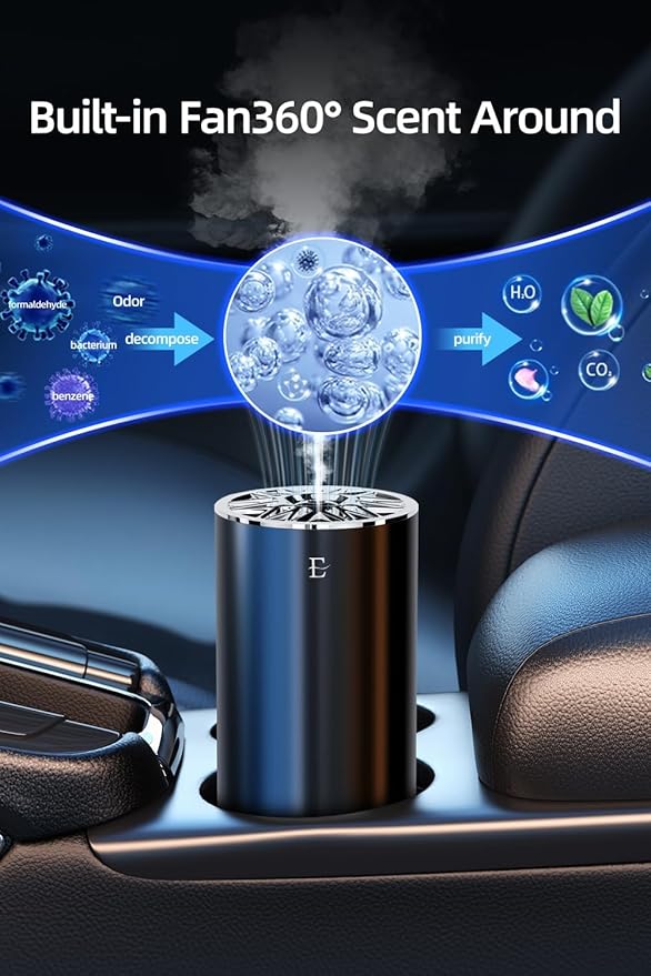 Smart Car Air Fresheners,car Cologne diffusers, 7 Colors Breathing Light,80ml Fragrance Lasts 6 Months,Portable USB Aromatherapy Diffuser for Car Accessories for Woman&Men