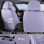 Coverado Car Seat Covers Full Set, Nappa Leather Seat Covers for Cars, Car Seat Protector Car Seat Cushion, Front and Back Seat Protectors Cushions Universal Fit for Most Cars Vehicles(Purple)