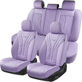 Coverado Car Seat Covers Full Set, 5 Seats Front Seat Cover and Back Seat Covers for Cars, Automotive Seat Covers Leather Waterproof Seat Covers, Car Seat Protectors Universal for Cars Purple