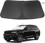 Windshield Sun Shade Custom Fit for 2022 2023 2024 2025 2026 Jeep Grand Cherokee 4XE Accessories Foldable Window Sunshade Protect Car from Sun Rays & Heat Damage Keeps Car Cooler