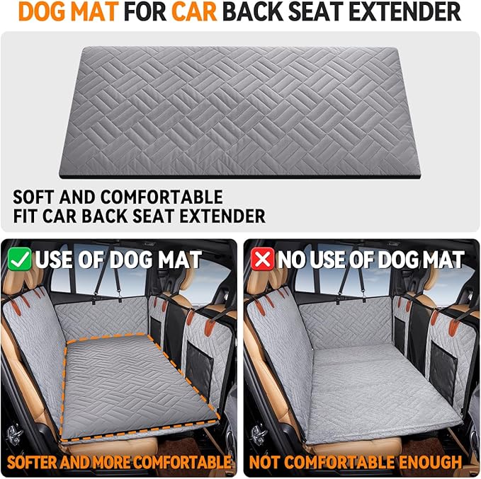 YJGF Dog Mat for Back Seat Extender for Dogs,Dog Bed for Car,Hard Bottom Car Seat Cover for Dogs,Pet Cover for Hammock for Car (Gray, for car Back seat Extender)
