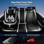 Fit Ridgeline Car Seat Covers for Honda Ridgeline 2007-2025 2026 - Premium Full Coverage Leather, Airbag Compatible, Waterproof & All Weather Seat Cushion Protector, Full Set, Black