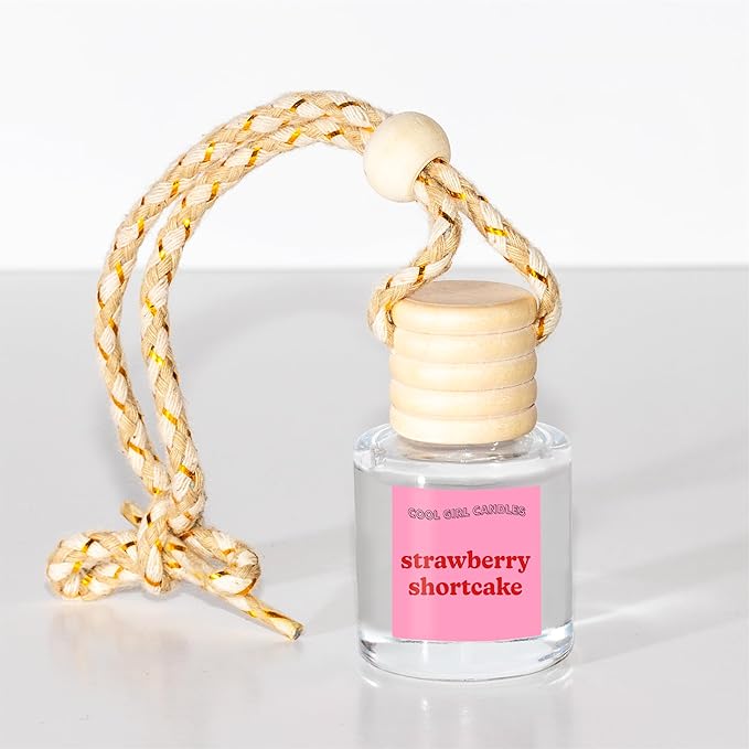 COOLGIRLCANDLES Strawberry Shortcake Car Air Hanging Fragrance Oil Diffuser Car Air Freshener Diffuser for Essential Oils, Scents Aromatherapy Automobile Diffuser, Long Lasting Car Diffuser Bottle