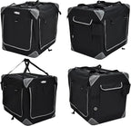 EliteField 4-Door Folding Soft Dog Crate with Curtains, Carrying Bag and Fleece Bed (2 Year Warranty), Indoor & Outdoor Pet Home (42" L x 28" W x 32" H, Black+4 Door Curtains)
