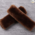 OGLAND 2 Pack Automotive Authentic Sheepskin Car Seat Belt Pads, Soft Shoulder Pad, Neck Cushion Protector, Genuine Natural Merino Wool (Saddle Brown)