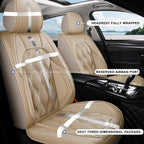 AOMSAZTO Car Seat Cover 2 Front Seat Fit for Ford Escape 2001-2026 Leather Car Seat Cushion Protector Compatible Airbag Waterproof Automotive Seat Covers Beige