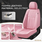Coverado Car Seat Covers Front Seats, Seat Covers for Cars, Car Seat Protector, 2-Pack Car Seat Cushion Nappa Leather, Waterproof Seat Covers Carseat Cover Universal Fit for Most Cars Trucks(Pink)