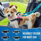 Removable Dog Seat Belt Harness for Car, 3 in 1 Pet Car Seatbelt Leash, Retractable Restraint Secures to Vehicle Headrest & Adjustable Reflective Dog Seatbelt Tether (Black, Size 2)