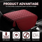 Car Armrest Cushion, 12.2"×8.3" Leather Auto Memory Foam Center Console Pad with Storage Pocket, Waterproof & Anti-Scratch Elbow Pillow Armrest Seat Box Protector, Universal Fit (Red)
