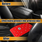 Mandark Bling Car Center Console Cover, Rhinestones Crown Vehicle Armrest Seat Box Mat Pad, Diamond Automotive Interior Arm Rest Cushion Protector Decor Accessories, Universal Fit(Red)