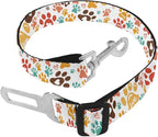 Cute Design 2-Pack Set Adjustable Pet Cat Dog Car Seat Belt, Adjustable Buckle Pet Car Harness Fabric Lanyard from 22 to 38 Inches Seatbelt Leash (Orange Passion Dog -Two Piece in one Set)