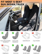 Waterproof Towel Car Seat Cover, Sweat Protection for Yoga, Swimming & Beach, Universal Non-Slip Seat Protector for Cars and SUVs, Post-Workout Essentials, Machine Washable (Gray, 1-Pack)