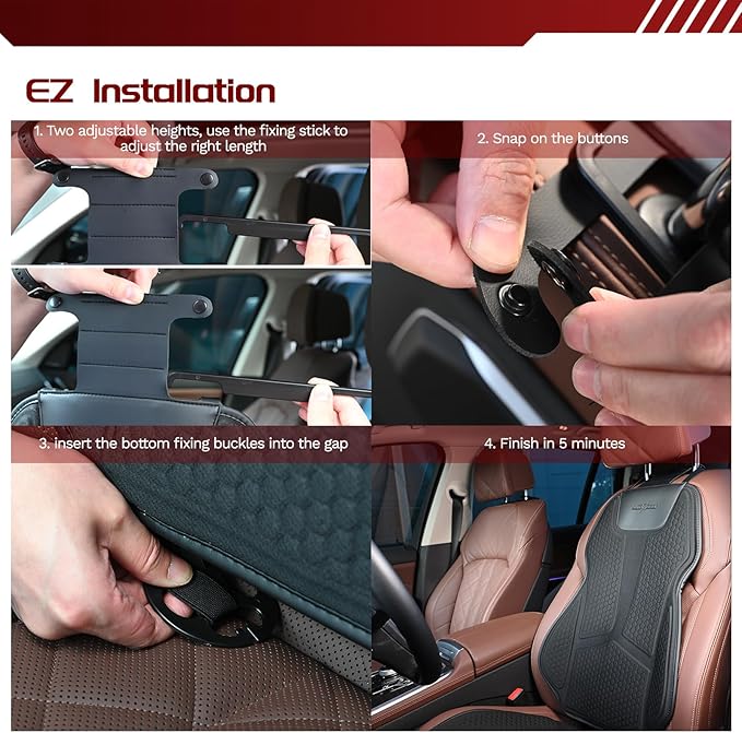 Gel Lumbar Support Pillow & Seat Cover for Car,Seat Cushion for Long Sitting Pressure Relief (2CM Thick), Lumbar Seat Cushion for Car 27.95''x18.89'',Gel Seat Cushion Cover 18.11''x17.13'',Black
