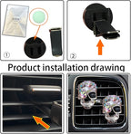 Bling Skull Air Vent Clips, 2 Pcs Crystal Skull Car Air Fresheners Vent Clips Diffuser Vent Clip Rhinestone Diamond Car Decoration Cute Interior Decor Bling Accessories for Women