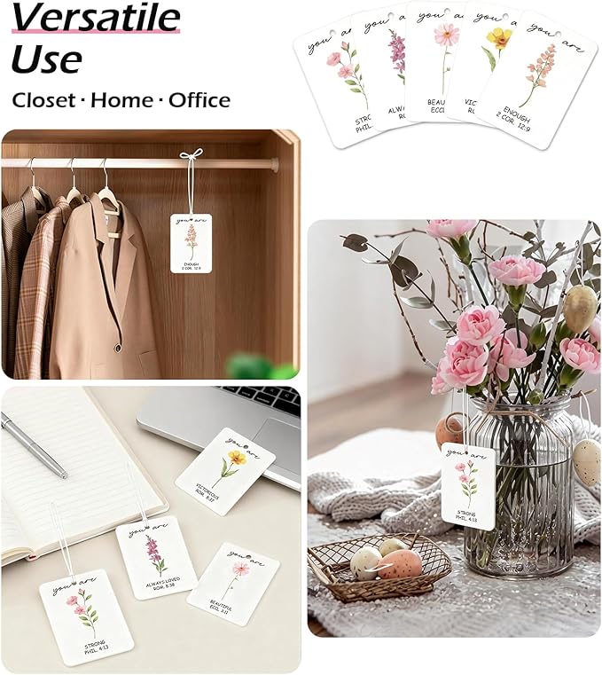 10PCS Christian Car Air Fresheners – Inspirational Floral Bible Verse Christian Car Accessories for Women – Car Mirror Hanging Accessories, Christian Gifts, Religious Gifts for Women