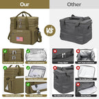 Maelstrom Lunch Box, 23L Insulated Lunch Bag, Expandable Double Deck Cooler Bag, Lightweight Leakproof Tote Bag With Side Tissue Pocket, Suit For Men and Women (H Khaki with DIY Hook-and-Loop)