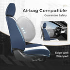 Coverado Car Seat Covers Full Set, Seat Covers for Cars, Waterproof Leather Automotive Seat Cover, Universal Car Interior Protectors Cushion for Most Cars Blue_White