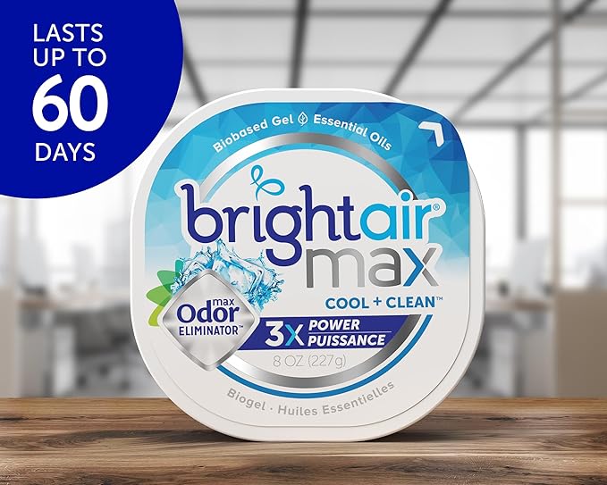 Bright Air Max Odor Eliminator Gel, Biobased Air Freshener, Cruelty Free, Cool and Clean Scent, 8 Oz Each, 6 Pack