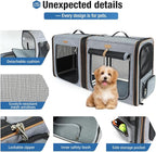 Lekereise Large Cat Carrier for 2 Cats, 2-in-1 Cat Travel Carrier with Litter Box, (17.7" x2) x16.5"x13" Pet Carrier with Zipper Locks for Moving Across The Country (No Hammock) - Grey