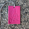 Air Flair | Leather Car Air Freshener | Rectangle I Love You (Fuchsia, Baja Cactus)