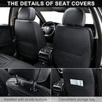 Black Car Seat Covers Full Set, Breathable Leather Automotive Front and Rear Seat Covers & Headrest for Comfortable Driving, Universal Auto Interior Fit for Most Kinds of Vehicles, Cars