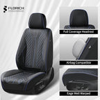 FLORICH Automotive Car Seat Covers Front Seat, Leather Car Seat Cover 2 Pack Waterproof Front Seat Covers Full Coverage Driver Seat Protector Universal Fit for Most Cars SUV Trucks, Black&Blue Line