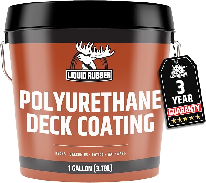 Liquid Rubber Polyurethane Deck Coating – 10X Stronger Than Traditional Deck Paint & Deck Stain – Flexible, Waterproof Sealant for Wood, Concrete & Plywood – Smooth Finish – Stone Gray – 1 Gallon