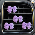 Bow Car Air Freshener Clips, 4 Pcs Cute Bow Car Air Vent Clip, Coquette Auto Air Conditioning Outlet Diffuser Perfume Clips, Interior Decoration, Auto Decor for Women Girls (Purple, 1.69in)