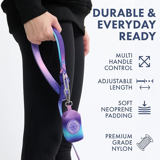 Spark Paws Handsfree Dog Leash – Shock Absorbing Waist Bungee Lead for Running, Car Seatbelt Clip & Poop Bag Set, Heavy Duty Tactical Lead for Medium, Large & X-Large Breeds - Snow Cone