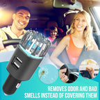 Car Air Purifier Ionizer, 12V Plug-in Car Air Freshener with Dual Fast Charge USB Car Charger, Release 5.6 Million Anion, Removes Dust, Cigarette Smoke, Bad Odors, Black
