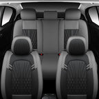 Leather Car Seat Covers,Car Seat Protector Waterproof,Seat Covers Full Set, Car Seat Protectors 5 Seats,Automotive Seat Covers Fit Most Cars Grey&Black