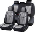 Coverado Car Seat Covers Full Set, Seat Covers for Cars, Car Seat Cover, Car Seat Protector, Leather Car Seat Cushion, Waterproof Car Seat Covers Front Seats and Back Fit for Most Cars(Black&Gray)