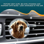 Custom Pictures Car Air Freshener Vent Clips, Personalized Black Rhinestone Photo Frame Air Fresheners Outlet Clips, Car Decoration In Memory of Someone (B-Rhinestone-Bordered Circular)