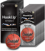 Basketball Car Air Freshener by HookUp - 10 Pack - Black Gold Scent (Extra Strong) | Unique Basketball Gift for Players, Coach, Fans | Hanging Car Accessory with Long Lasting Fresheners Smell