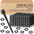Tandefio 50 Pack 3/8''x 5'' Ceramic Black Lag Screw Kit with Washers Hex Lag Bolts Wood Screws Heavy Duty Hot Dip Galvanized Double Layer for Wood Decks Fences