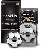 Soccer Car Air Freshener by HookUp - 2 Pack - Black Gold Scent (Extra Strong) | Unique Soccer Gift for Players, Coach, Fans | Hanging Car Accessory with Long Lasting Fresheners Smell