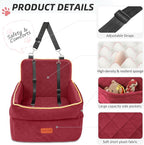 Dog Car Seat for Small Medium Dogs, Memory Foam Puppy Dog Booster Seat with Thick Cushion for Dogs Under 35lbs, Detachable Washable Pet Car Seat Travel Bed with Storage Pockets,2 Safety Belts