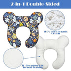 Baby Head Support Pillow for Newborn Toddler, Baby Neck Pillow Upgraded Comfortable Sleep Cushion for Car Plane Stroller Pushchair - Flower B