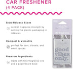 Austy Lou “Good Vibes Only” Air Freshener (4 Pack) – Grapefruit, Champagne & Ginger Scent – Hanging Paper Car Fresheners for Car, Closet & Small Spaces – Up to 6 Weeks of Fragrance