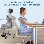 5 STARS UNITED Seat Cushion - Memory Foam Chair Cushion for Tailbone Pain Relief - Ergonomic Support for Coccyx, Sciatica & Butt - Office, Desk & Gaming Chair, Car Seat, Wheelchair, Light Gray
