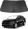 Windshield Sun Shade Compatible with 2016-2024 2025 2026 Tesla Model X Tesla X Accessories Foldable Sunshade Front Sun Visor Protector Keep Car Cooler