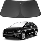 Windshield Sun Shade Compatible with 2016-2024 2025 2026 Tesla Model X Tesla X Accessories Foldable Sunshade Front Sun Visor Protector Keep Car Cooler