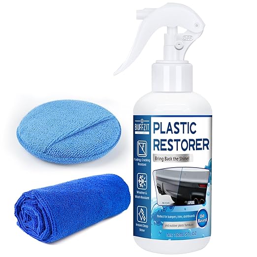 Plastic Restorer for Cars, Deep Black Trim Restorer for Faded Plastic, Rubber & Vinyl | Long-Lasting Shine & Protection | Easy Apply Auto Detailing Formula, 5 oz
