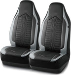 Skechers Memory Foam Car Seat Covers, Leather High Back Seat Covers Quilting Design,Waterproof Sports Car Seat Covers Front Seats,Airbag Compatible, Universal Fit for Most Cars, SUVs,Trucks,Gray
