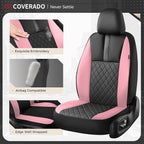 Coverado Car Seat Covers Full Set, Automotive Leather Seat Covers for Car，Universal Fit Front Back Seat Cover, Non-Slip Waterproof Breathable Car Seat Protector
