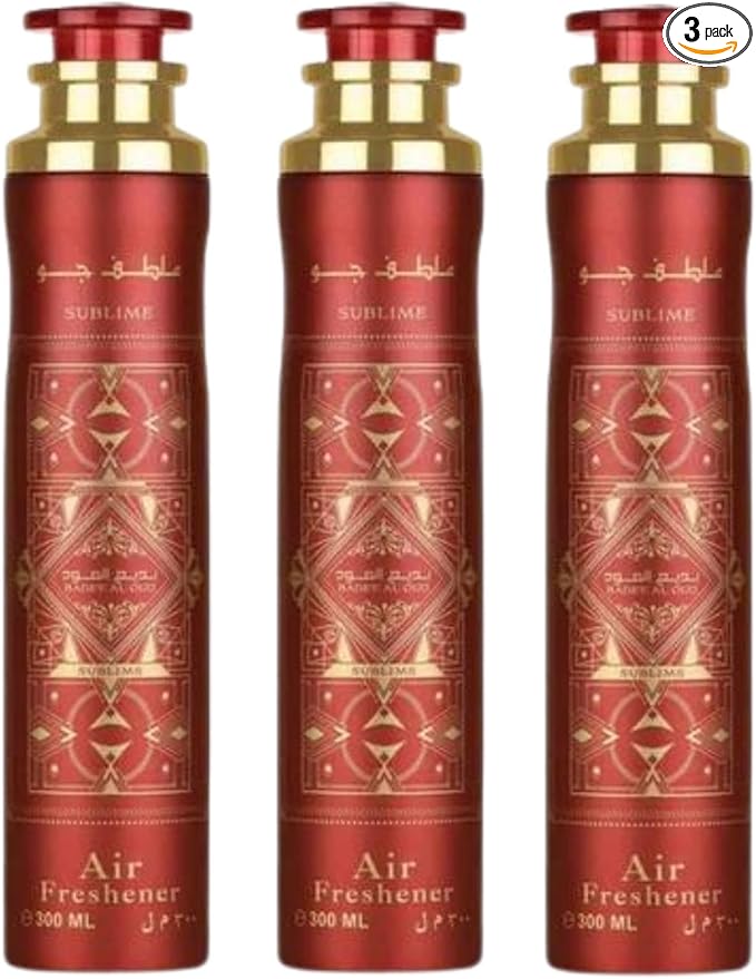 Arabian Air FreshenerAir Freshener 3X Bundle - 300ml Each | Dubai | Luxury Scent, | Long-Lasting, Premium Scent for Home, Office & Car (3X Badee Al Oud Sublime)