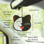 Cute CAT CAR AIR FRESHENER - Cute Cat Design, Long-Lasting Scent, Portion of Proceeds Benefit Paws Chicago (Jasmine - Pack of 3)