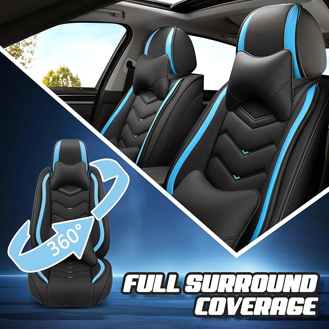Car Seat Covers for Mercedes-Benz S-Class 2005-2026, Premium Nappa Leather Car Seat Cover, Stylish Sport Seat Covers， Automobile Seat Cover Sets.(Luxury 2 Seats/Black Blue)